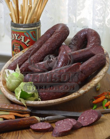 German Style Smoked Venison Ring Sausage